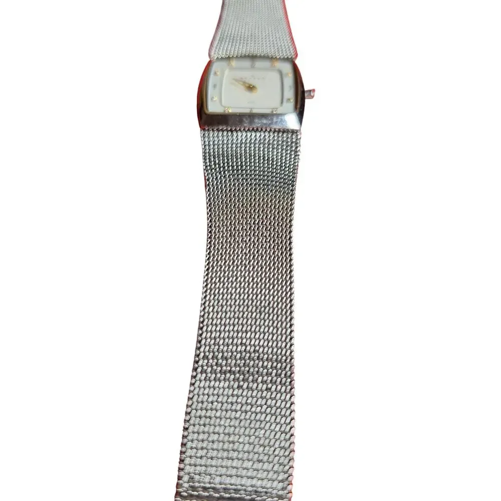 Skagen Denmark 380XSGS1 Slim Square Watch - Two-Tone Mesh & Crystal Dial WORKS